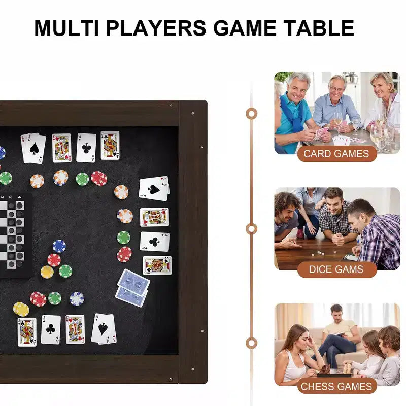Walnut Multi-Functional Dining Game Table Convertible Table Dining, Office & Board Game Station