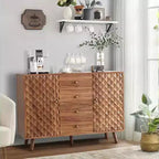 47.2 Inch Farmhouse Sideboard Buffet Cabinet with 4 Drawers & 2 Doors, Large Storage Cabinet for Kitchen, Dining Room & Living Room