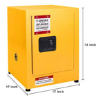 Armoire de sécurité en acier galvanisé 17 x 17 x 22 pouces - Rangement industriel pour produits inflammables avec étagère réglable