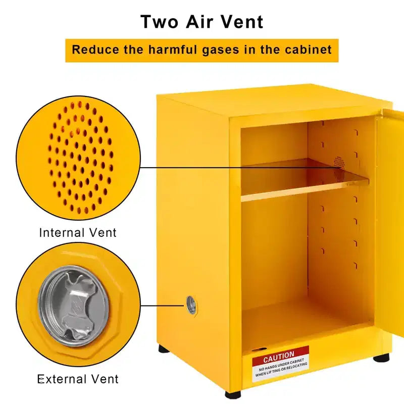 Armoire de sécurité en acier galvanisé 17 x 17 x 22 pouces - Rangement industriel pour produits inflammables avec étagère réglable