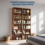 6 Tier Open Bookcase, Rustic Farmhouse Book Shelves, Spacious Organization for Storage, Organize Office, Durable & Resilient Build, Easy Assembly