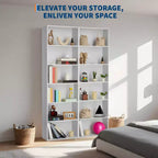 6 Tier Open Bookcase, Rustic Farmhouse Book Shelves, Spacious Organization for Storage, Organize Office, Durable & Resilient Build, Easy Assembly