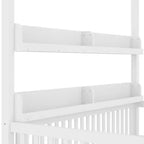 Solid Wood Floor Bed with Canopy, Guardrails & Shelves for Kids - No Box Spring Needed