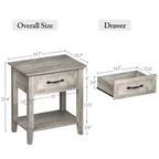 Nightstand with Storage Drawer & Open Shelf - Farmhouse End Table for Bedroom/Living Room