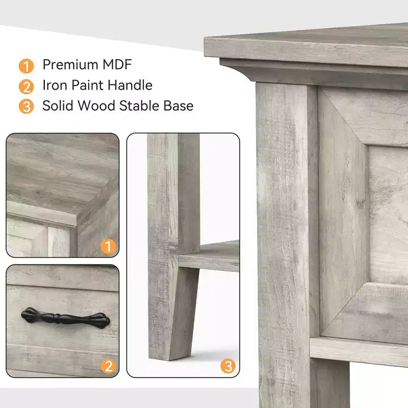 Nightstand with Storage Drawer & Open Shelf - Farmhouse End Table for Bedroom/Living Room