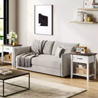Nightstand with Storage Drawer & Open Shelf - Farmhouse End Table for Bedroom/Living Room