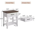 Nightstand with Storage Drawer & Open Shelf - Farmhouse End Table for Bedroom/Living Room
