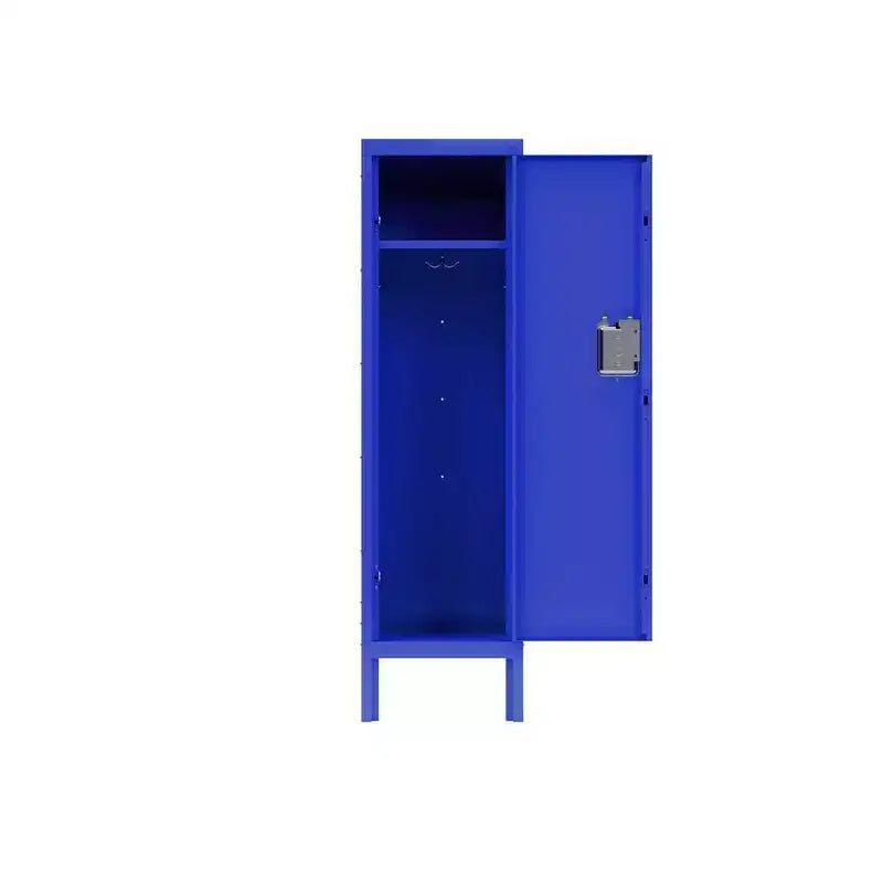 Armadio di stoccaggio in acciaio a un solo livello con 2 scomparti separati per casa, ufficio, scuola, palestra, camera da letto, blu