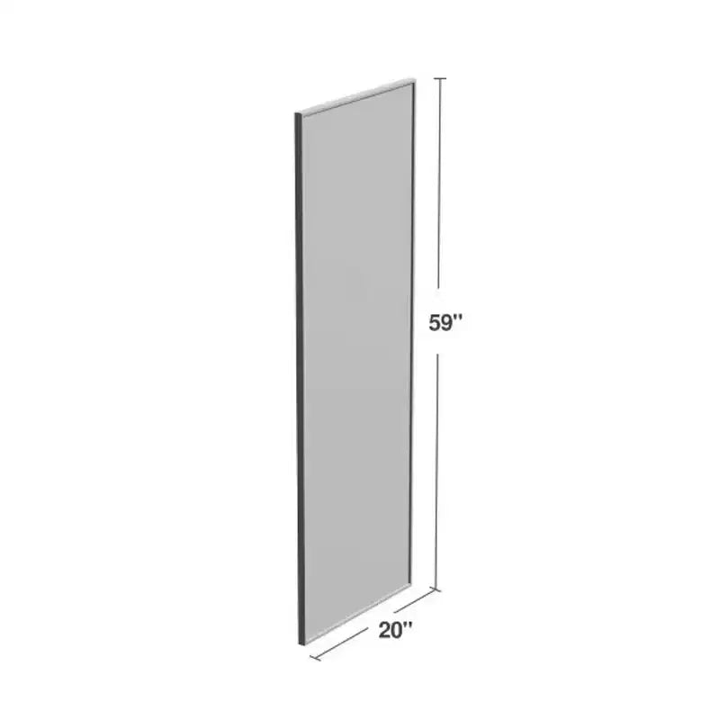 Schwarzer 19,69 x 59,06 Zoll rechteckiger Aluminiumlegierungs-Spiegel mit dünnem Rand und Ständer für Wohnzimmer- und Schlafzimmerwanddekoration