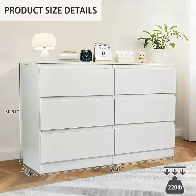 Schwarzer Schminktisch mit Schubladen, modernes Schlafzimmer-Dressing, mit Holz-Aufbewahrungsschrank, verdeckten Griffen und 6 tiefen Schubladen