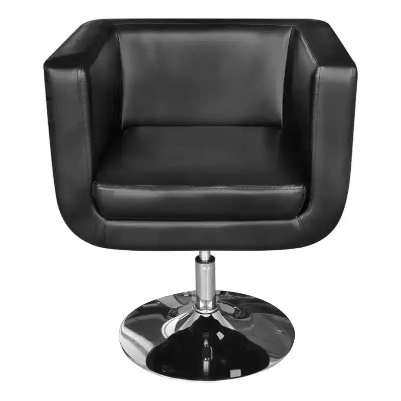 Sessel mit Chromfuß, schwarzes Kunstleder