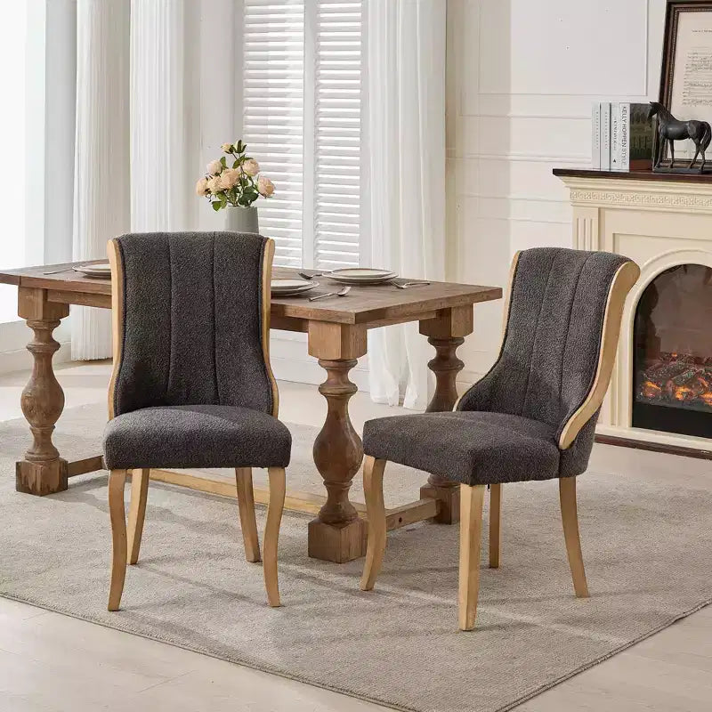 Mid-Century Samt Stühle ohne Armlehnen mit geschwungenem Holzbesatz & skulptierten Beinen, Gepolsterte Akzentstühle für Esszimmer, Wohnzimmer, Schlafzimmer