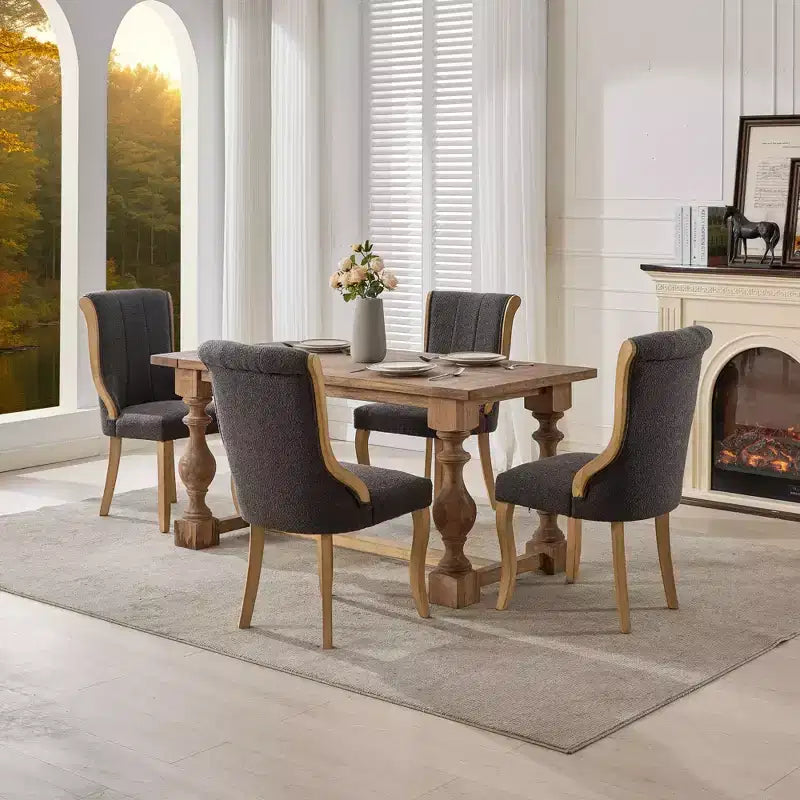 Mid-Century Samt Stühle ohne Armlehnen mit geschwungenem Holzbesatz & skulptierten Beinen, Gepolsterte Akzentstühle für Esszimmer, Wohnzimmer, Schlafzimmer