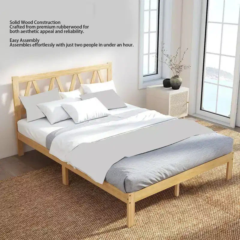 Vollgröße Bettgestell Starke Tragfähigkeit Einfache Montage Minimalistisches Holz-Plattformbettgestell für Schlafzimmer Zuhause