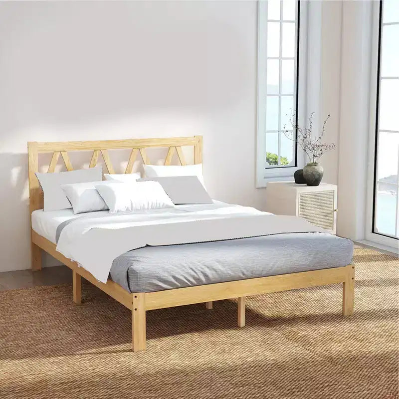 Vollgröße Bettgestell Starke Tragfähigkeit Einfache Montage Minimalistisches Holz-Plattformbettgestell für Schlafzimmer Zuhause