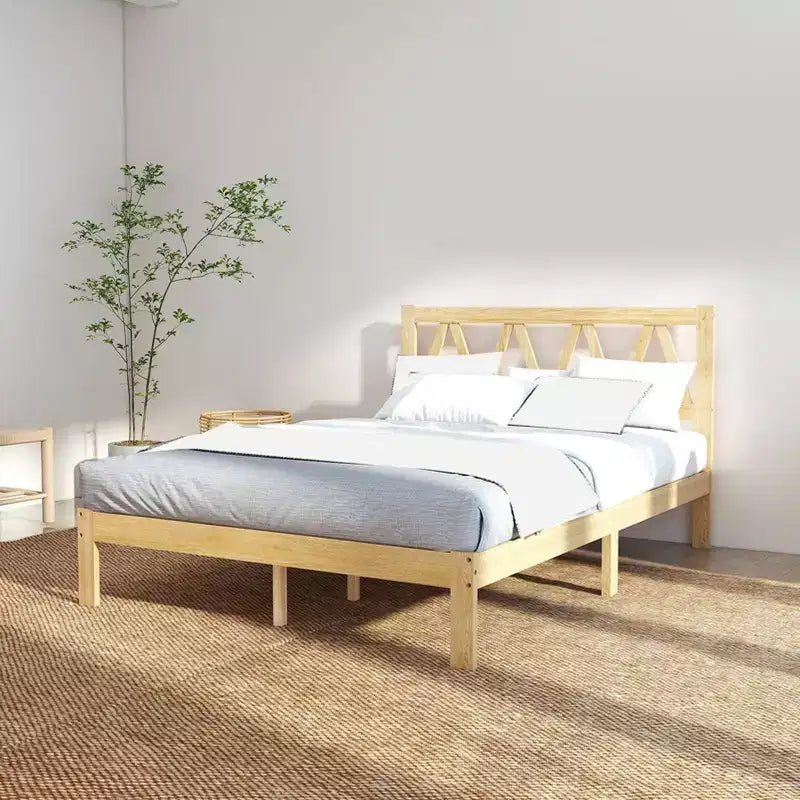 Full Size Bed Frame Strong Load Bearing Easy Assembly Minimalist Wood Platform Bed Frame for Home Bedroom