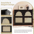 Narrow Design Tipping Bucket Shoe Cabinet with 4 Flip Drawers, Elegant Entryway Shoe Organizer with 4 Rattan Doors