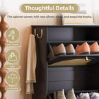 Narrow Design Tipping Bucket Shoe Cabinet with 4 Flip Drawers, Elegant Entryway Shoe Organizer with 4 Rattan Doors