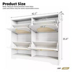 Narrow Design Tipping Bucket Shoe Cabinet with 4 Flip Drawers, Elegant Entryway Shoe Organizer with 4 Rattan Doors