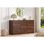 Kommode mit 12 Schubladen für Schlafzimmer, 61'' Moderne Kommode TV-Ständer mit Ladestation, Große Holzkommode für Kinderzimmer, Kleiderschrank, Wohnzimmer