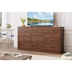 Kommode mit 12 Schubladen für Schlafzimmer, 61'' Moderne Kommode TV-Ständer mit Ladestation, Große Holzkommode für Kinderzimmer, Kleiderschrank, Wohnzimmer