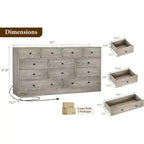 Kommode mit 12 Schubladen für Schlafzimmer, 61'' Moderne Kommode TV-Ständer mit Ladestation, Große Holzkommode für Kinderzimmer, Kleiderschrank, Wohnzimmer