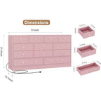 Kommode mit 12 Schubladen für Schlafzimmer, 61'' Moderne Kommode TV-Ständer mit Ladestation, Große Holzkommode für Kinderzimmer, Kleiderschrank, Wohnzimmer