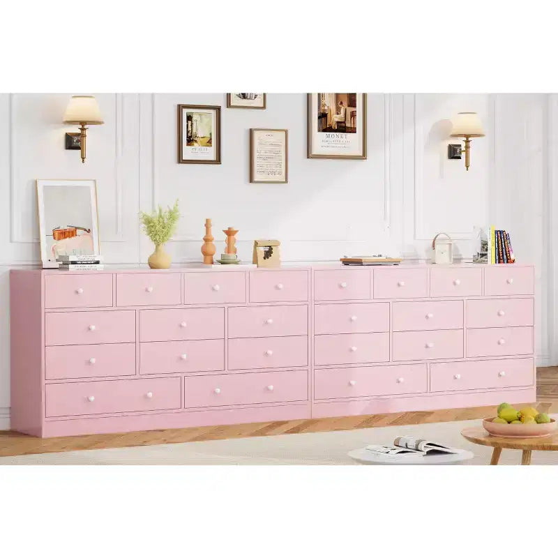 Kommode mit 12 Schubladen für Schlafzimmer, 61'' Moderne Kommode TV-Ständer mit Ladestation, Große Holzkommode für Kinderzimmer, Kleiderschrank, Wohnzimmer