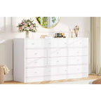 Kommode mit 12 Schubladen für Schlafzimmer, 61'' Moderne Kommode TV-Ständer mit Ladestation, Große Holzkommode für Kinderzimmer, Kleiderschrank, Wohnzimmer