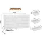 Kommode mit 12 Schubladen für Schlafzimmer, 61'' Moderne Kommode TV-Ständer mit Ladestation, Große Holzkommode für Kinderzimmer, Kleiderschrank, Wohnzimmer
