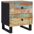 Comodino Multicolore in Legno Riciclato Massiccio, Ferro, Medio