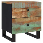 Comodino Multicolore in Legno Riciclato Massiccio, Ferro, Medio