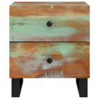 Comodino Multicolore in Legno Riciclato Massiccio, Ferro, Medio