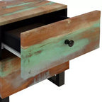 Comodino Multicolore in Legno Riciclato Massiccio, Ferro, Medio