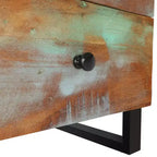 Comodino Multicolore in Legno Riciclato Massiccio, Ferro, Medio