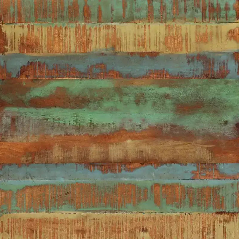 Comodino Multicolore in Legno Riciclato Massiccio, Ferro, Medio
