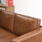 86 Inch Mid Century Modern Leather Sofa 3 Seater Deep Seat Couch for Living Room