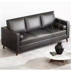 86 Inch Mid Century Modern Leather Sofa 3 Seater Deep Seat Couch for Living Room