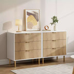 Witte ladekast met 5 laden voor slaapkamer, 48 cm hoog moderne commode, gouden metalen poten, gegroefde accenten, opbergorganizer voor thuis, hal, kantoor