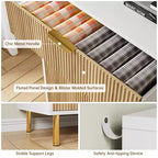 Witte ladekast met 5 laden voor slaapkamer, 48 cm hoog moderne commode, gouden metalen poten, gegroefde accenten, opbergorganizer voor thuis, hal, kantoor