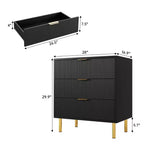 Witte ladekast met 5 laden voor slaapkamer, 48 cm hoog moderne commode, gouden metalen poten, gegroefde accenten, opbergorganizer voor thuis, hal, kantoor