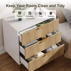 Witte ladekast met 5 laden voor slaapkamer, 48 cm hoog moderne commode, gouden metalen poten, gegroefde accenten, opbergorganizer voor thuis, hal, kantoor
