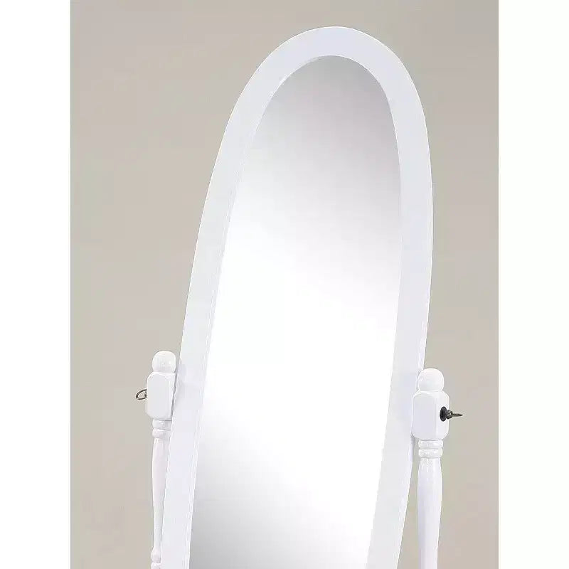 Miroir décoratif pleine longueur pour chambre, salle de dressing, miroir chevalet traditionnel avec cadre en bois, blanc