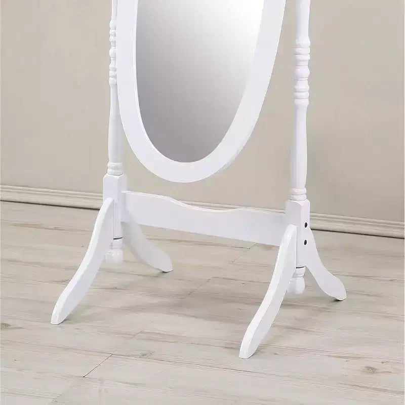 Miroir décoratif pleine longueur pour chambre, salle de dressing, miroir chevalet traditionnel avec cadre en bois, blanc