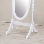 Miroir décoratif pleine longueur pour chambre, salle de dressing, miroir chevalet traditionnel avec cadre en bois, blanc