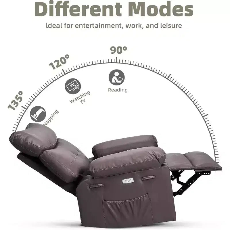 Lift-Sessel mit Wärme & Massage, 27 Zoll breiter Sitz, 360° Drehung, manueller Schaukelstuhl & Fernbedienung für Wohnzimmer, Senioren & Pflegeheim