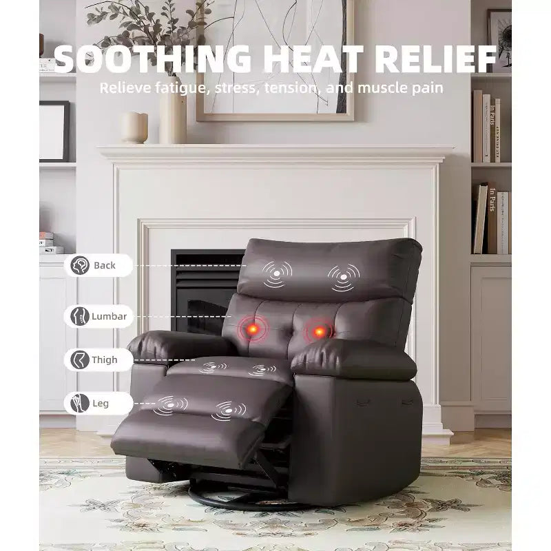 Lift-Sessel mit Wärme & Massage, 27 Zoll breiter Sitz, 360° Drehung, manueller Schaukelstuhl & Fernbedienung für Wohnzimmer, Senioren & Pflegeheim