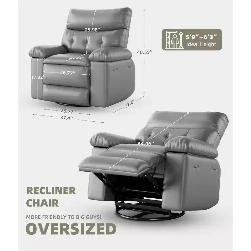 Lift-Sessel mit Wärme & Massage, 27 Zoll breiter Sitz, 360° Drehung, manueller Schaukelstuhl & Fernbedienung für Wohnzimmer, Senioren & Pflegeheim