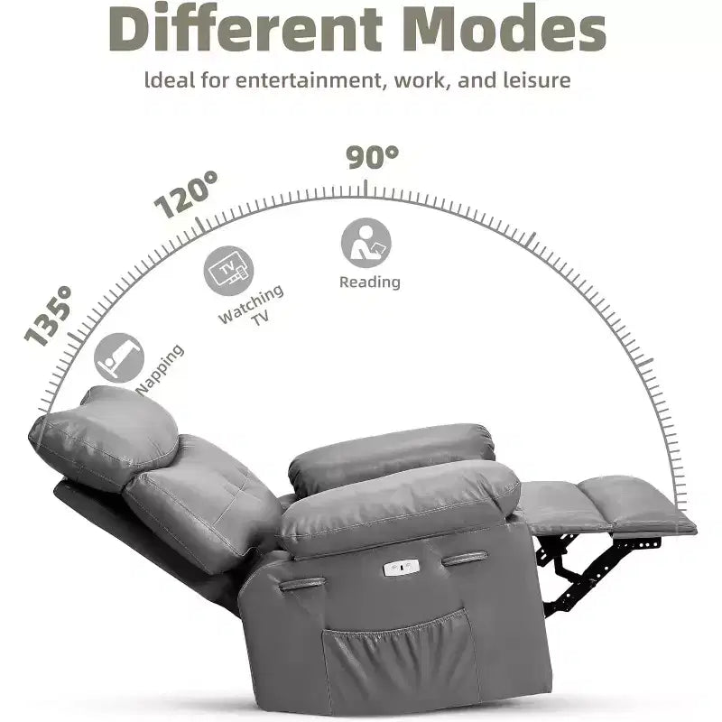 Lift-Sessel mit Wärme & Massage, 27 Zoll breiter Sitz, 360° Drehung, manueller Schaukelstuhl & Fernbedienung für Wohnzimmer, Senioren & Pflegeheim