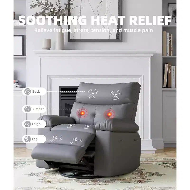 Lift-Sessel mit Wärme & Massage, 27 Zoll breiter Sitz, 360° Drehung, manueller Schaukelstuhl & Fernbedienung für Wohnzimmer, Senioren & Pflegeheim